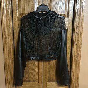 Men’s Small Shein Black Net Crop Top Hoodie